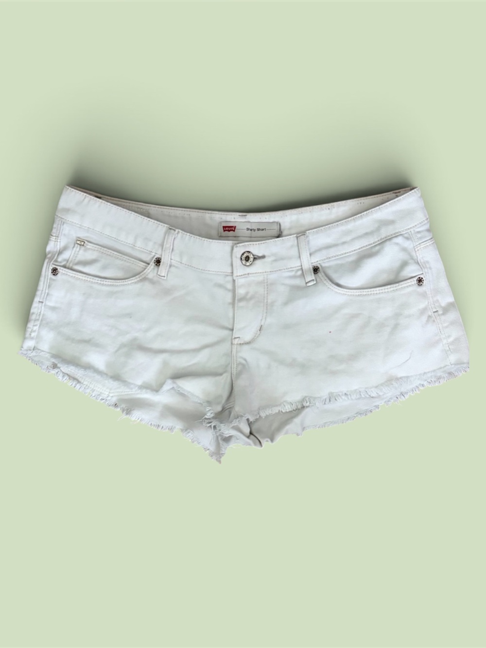Levi white denim shorts